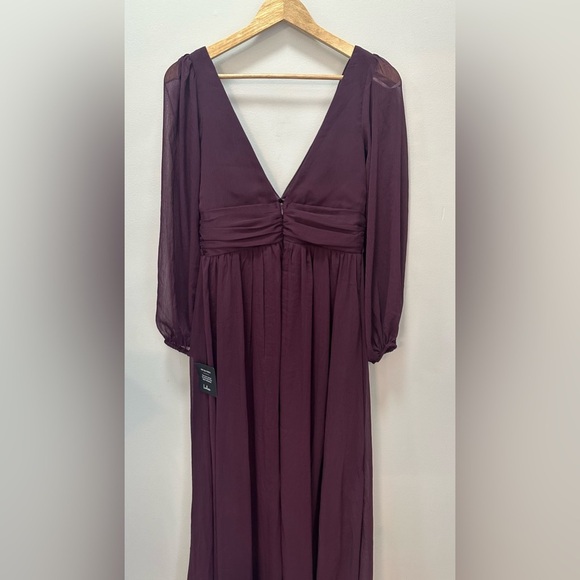 NWT! Lulus Enchant My Love Dark Purple V-Neck Long Sleeve Maxi Dress. Medium - Picture 4 of 6